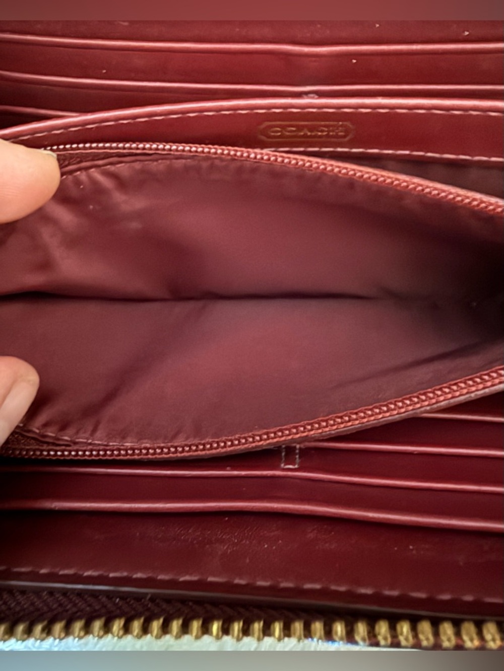 Coach Madison Gathered Leather Zip Around Wallet Burgundy Accordion VGUC - Picture 9 of 14
